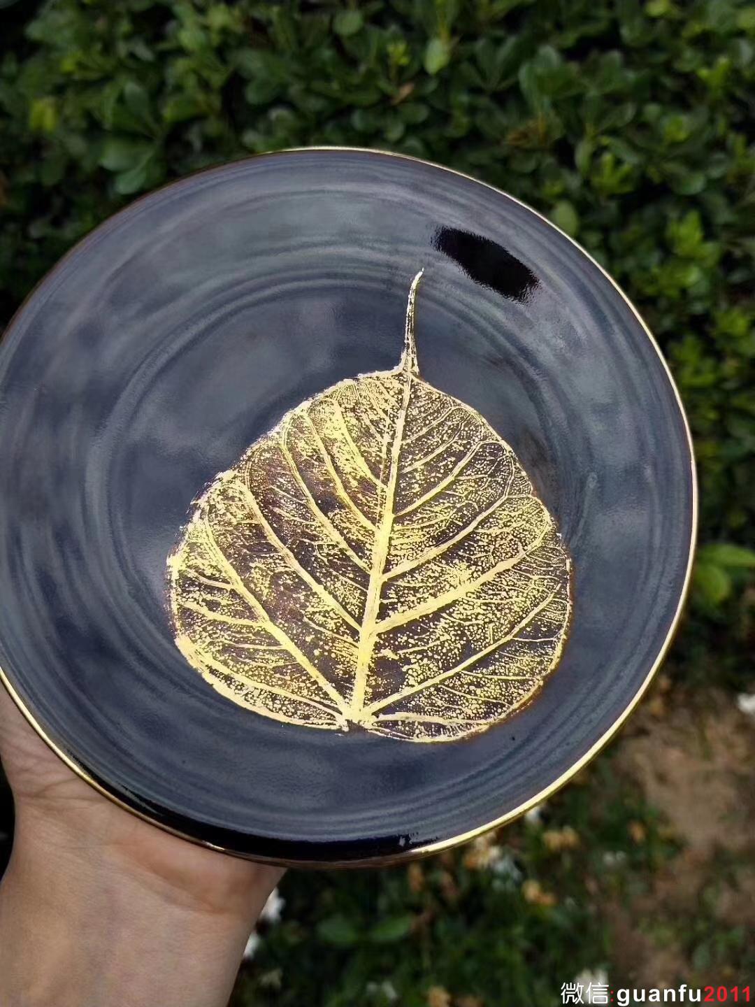 范澤鋒 星月  描金木葉盞托 口徑約15.5CM 大口收藏級別
