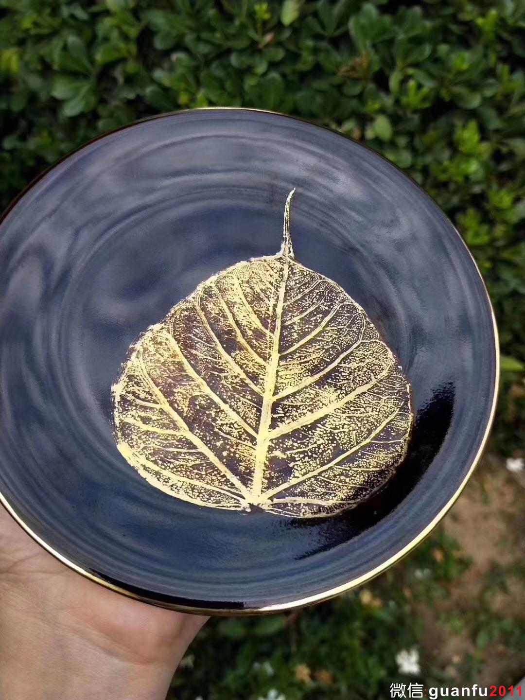 范澤鋒 星月  描金木葉盞托 口徑約15.5CM 大口收藏級別