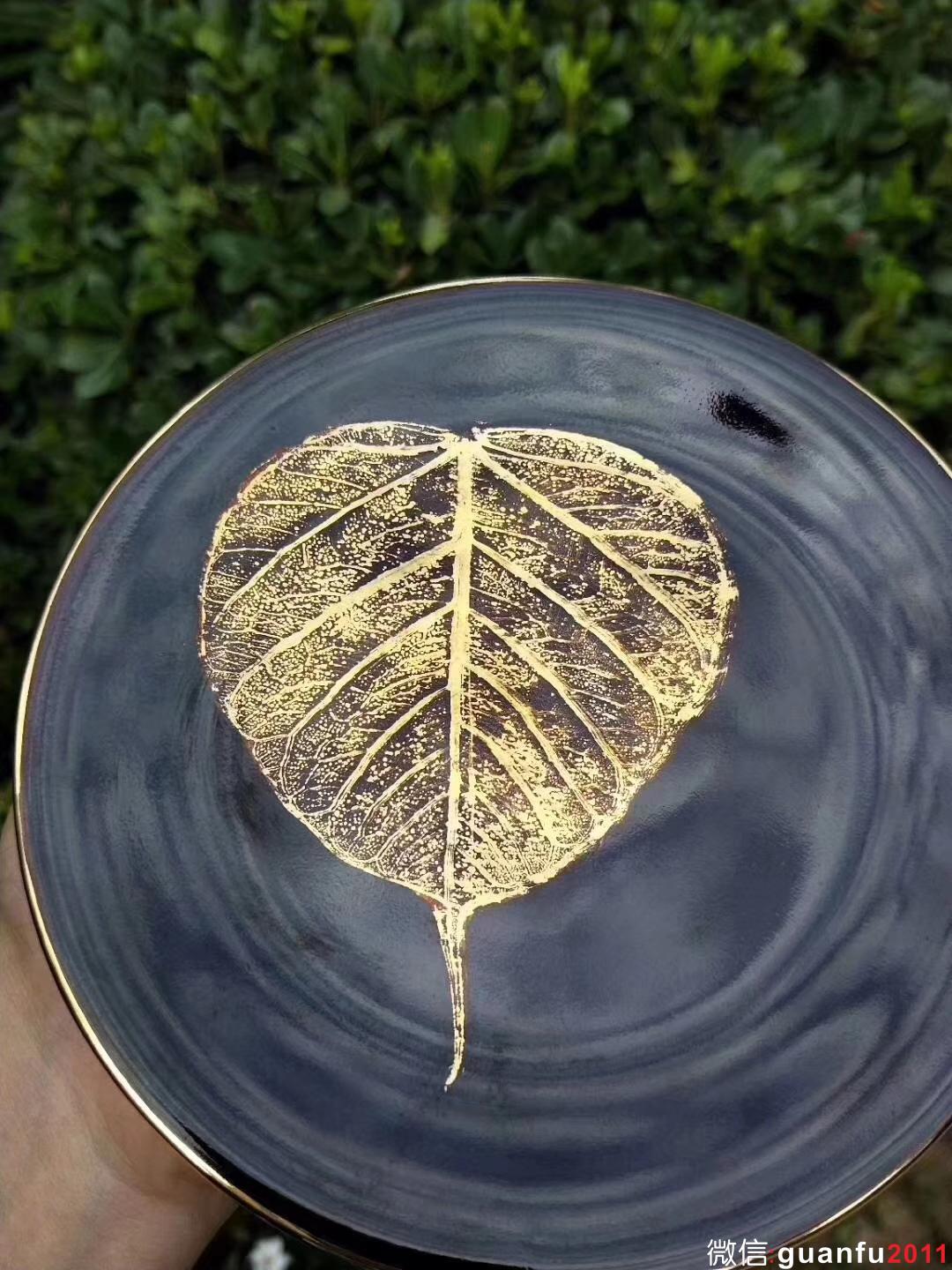 范澤鋒 星月  描金木葉盞托 口徑約15.5CM 大口收藏級別
