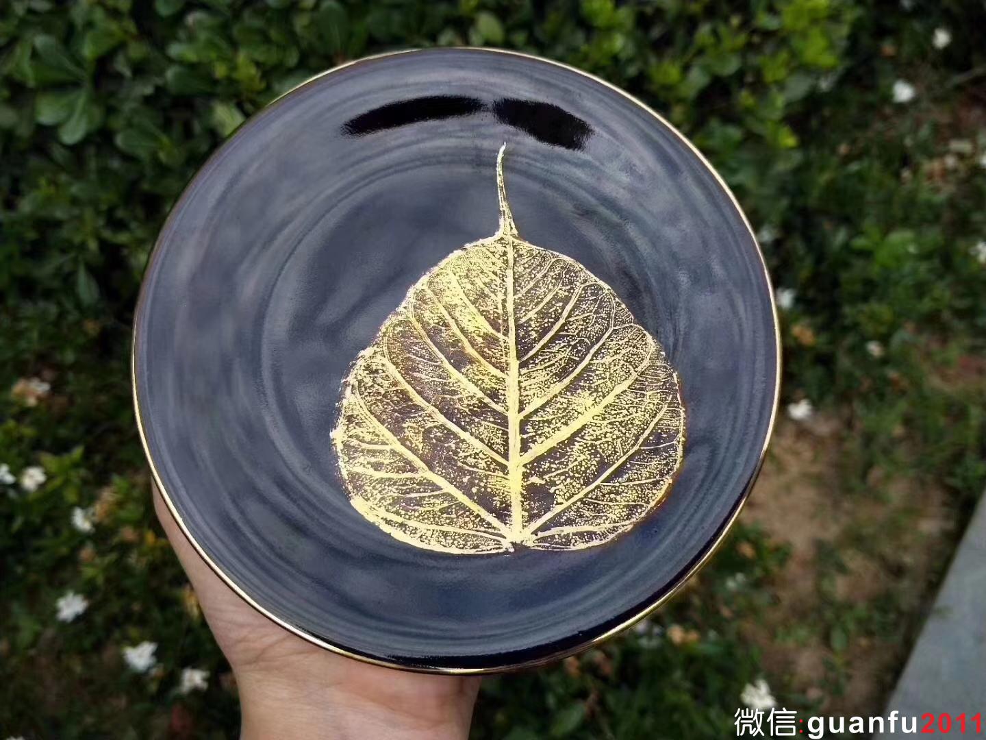 范澤鋒 星月  描金木葉盞托 口徑約15.5CM 大口收藏級別