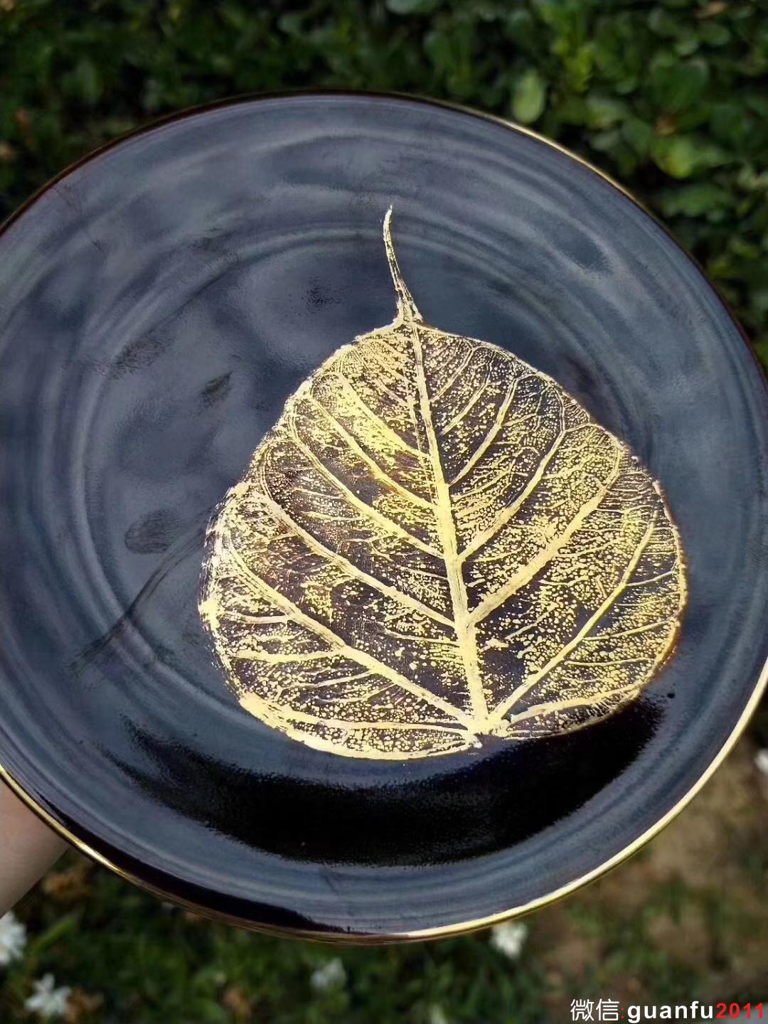 范澤鋒 星月  描金木葉盞托 口徑約15.5CM 大口收藏級別
