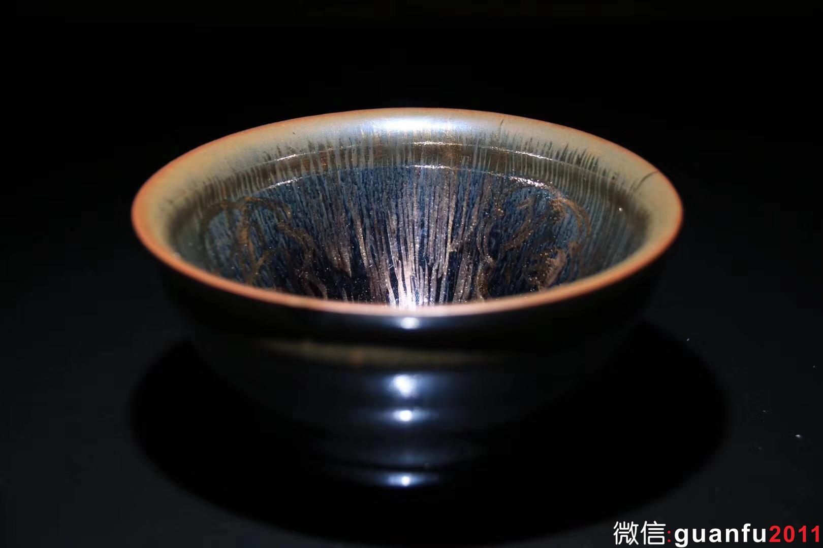 國大師 孫建興老師 九十年代早期作品  兔毫“ 福山壽海 ”茶碗 口徑12.5cm 高度7cm