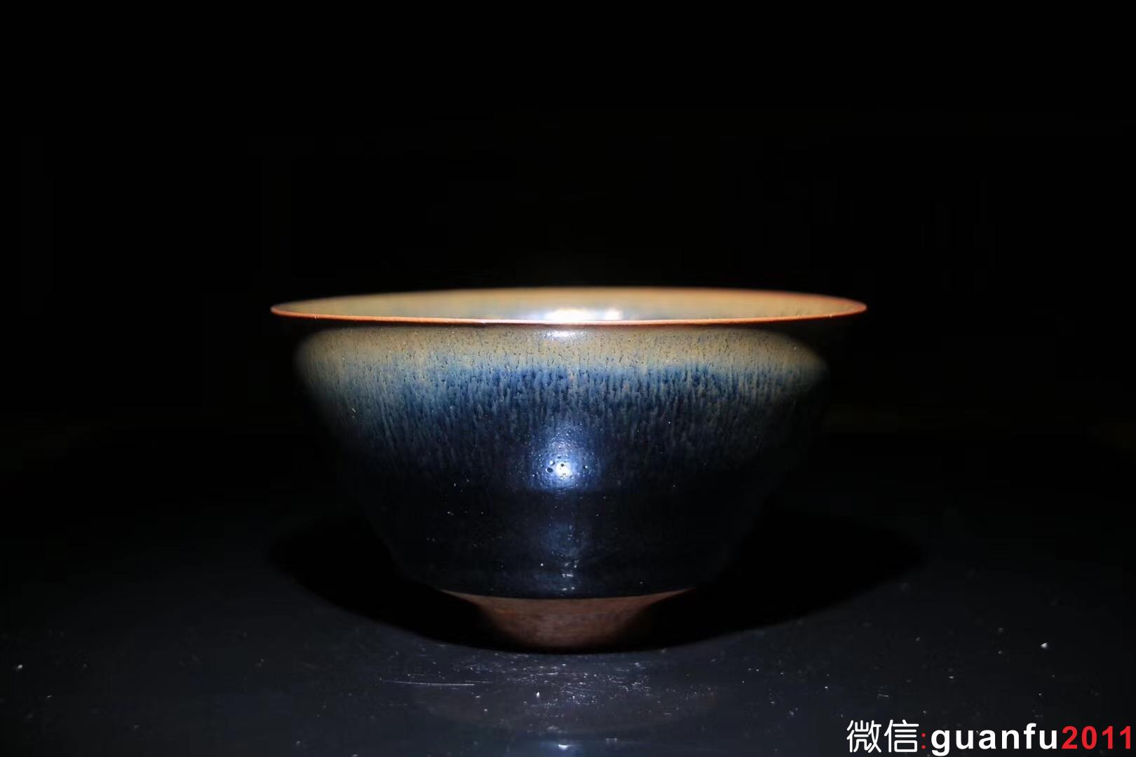 國大師 孫建興老師 九十年代早期作品  兔毫“ 福山壽海 ”茶碗 口徑12.5cm 高度7cm