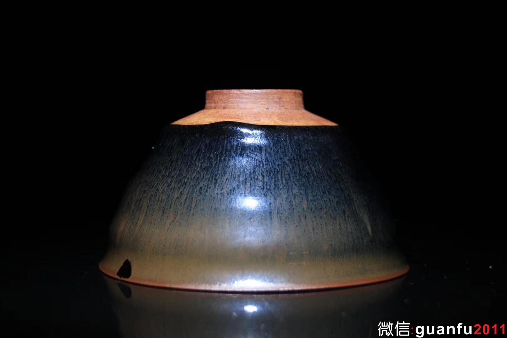 國大師 孫建興老師 九十年代早期作品  兔毫“ 福山壽海 ”茶碗 口徑12.5cm 高度7cm