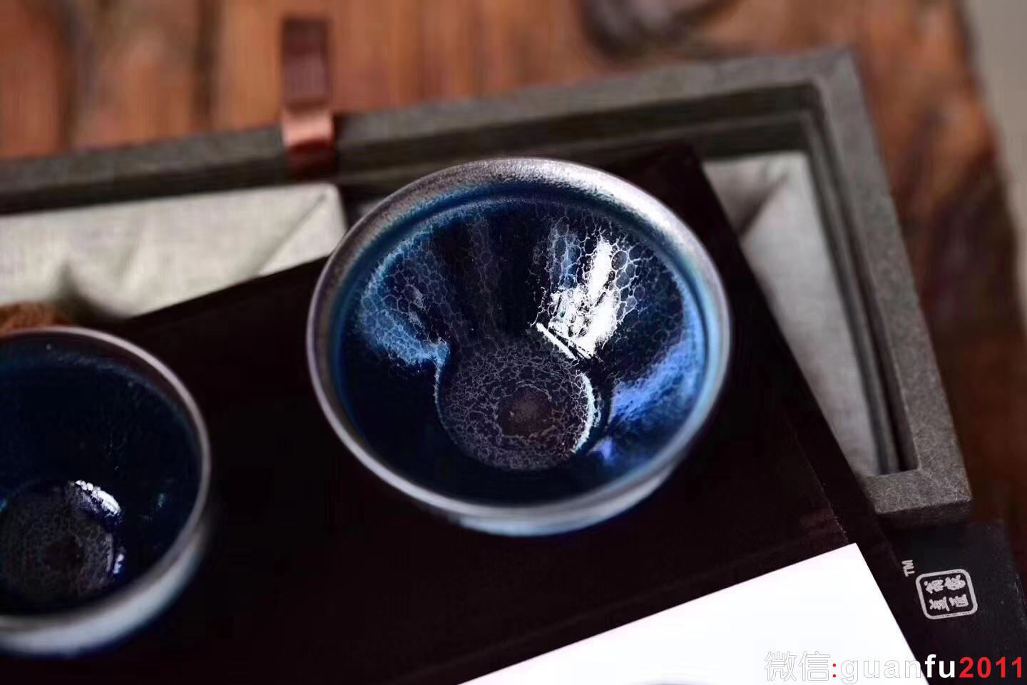 建窯、四杰 作者：翁書杰老師 作品：藍(lán)麒麟心有靈犀 對杯子