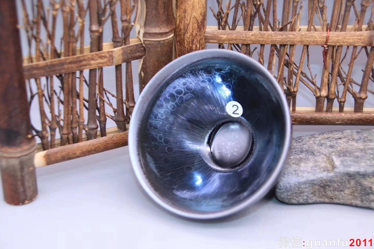 吳立主老師作品:窯變油滴·束口盞，完美無瑕精品、9cm 5cm