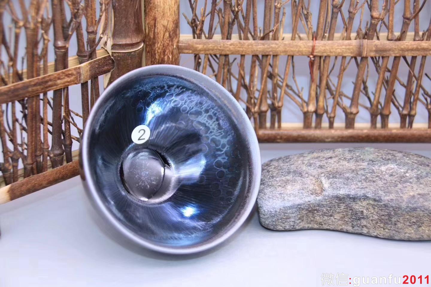 吳立主老師作品:窯變油滴·束口盞，完美無瑕精品、9cm 5cm