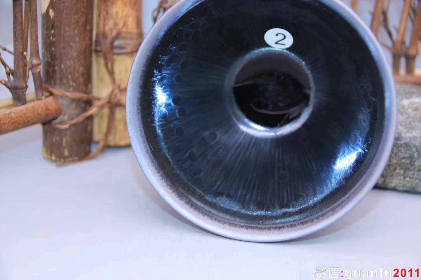 吳立主老師作品:窯變油滴·束口盞，完美無瑕精品、9cm 5cm