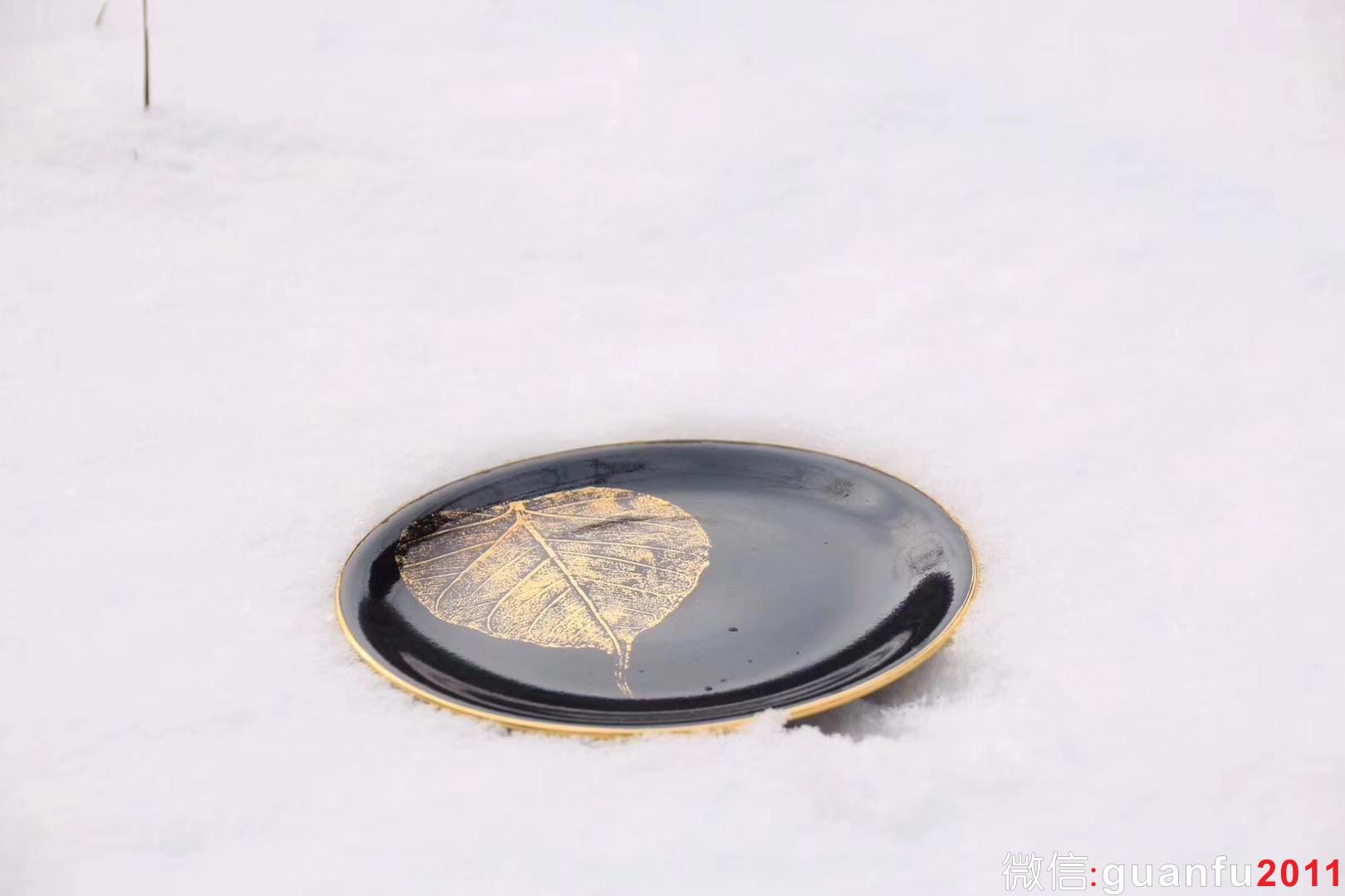 范澤鋒-老師 金木葉 （金邊）壺承 尺寸：15.8X2 一葉一菩提