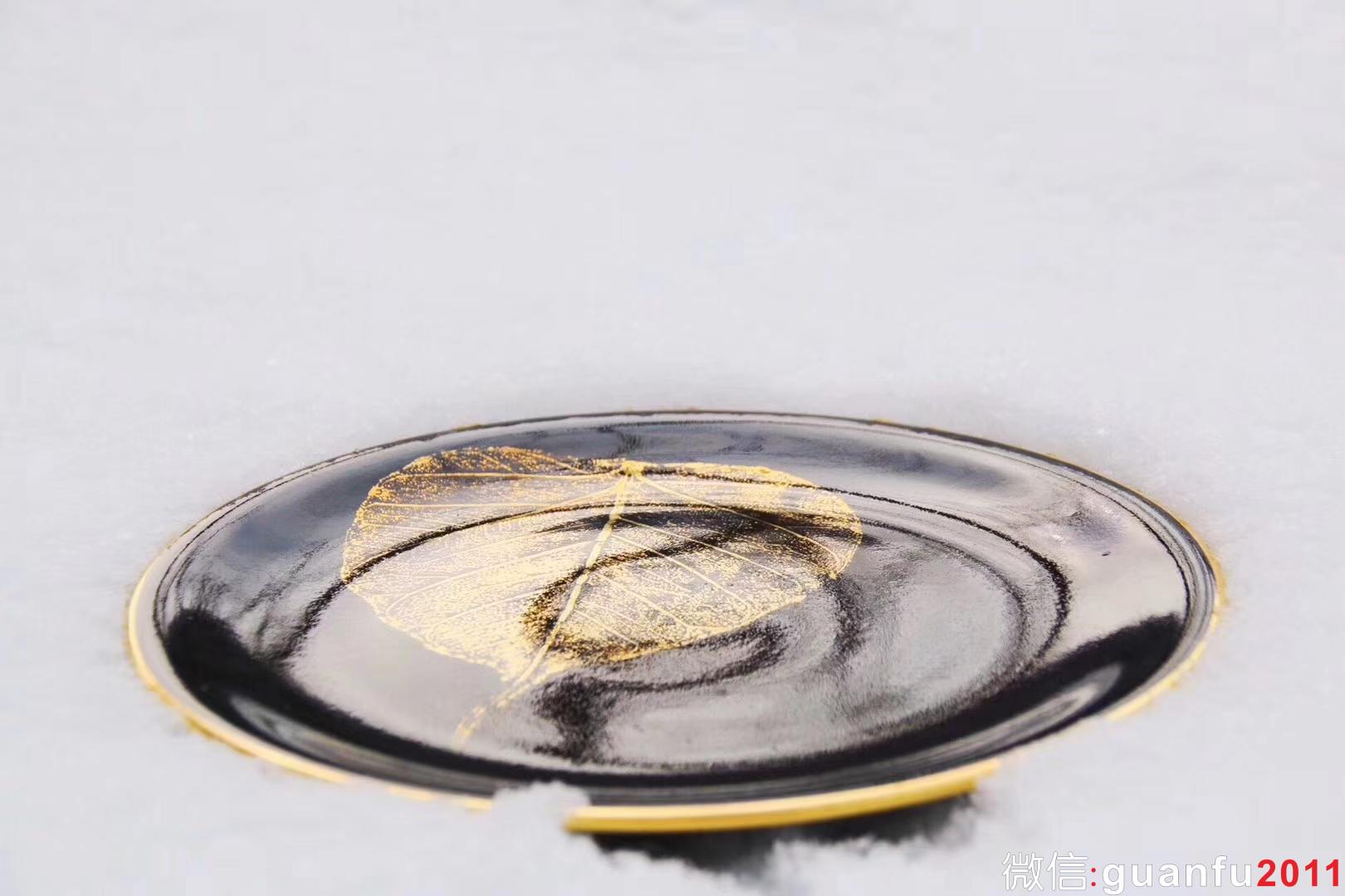 范澤鋒-老師 金木葉 （金邊）壺承 尺寸：15.8X2 一葉一菩提