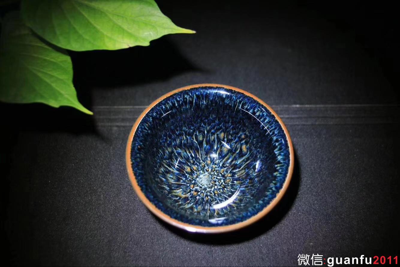 郭明欽老師作品:斗笠·油滴天目盞，完美無(wú)瑕精品、8cm * 4.4cm