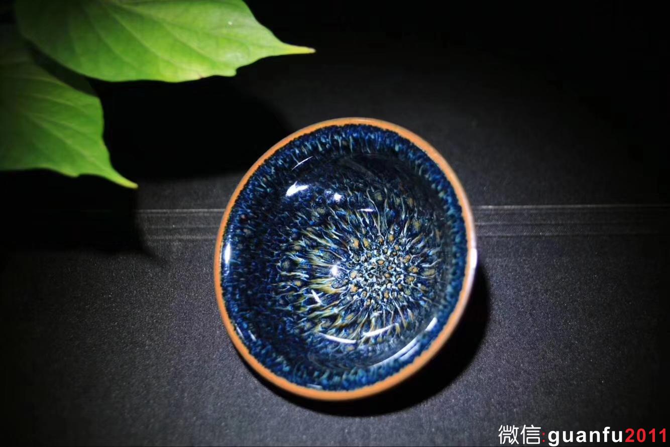 郭明欽老師作品:斗笠·油滴天目盞，完美無(wú)瑕精品、8cm * 4.4cm
