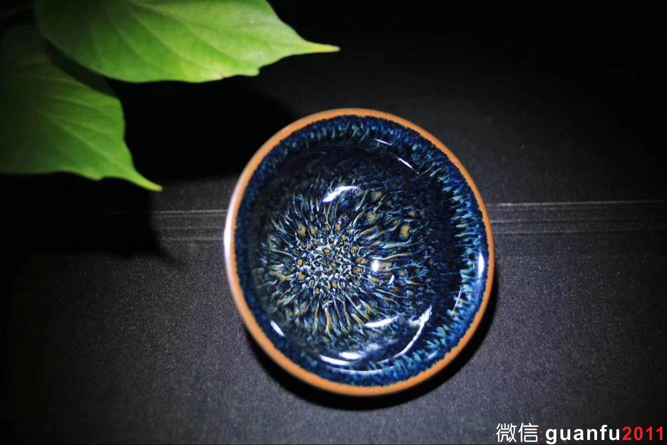 郭明欽老師作品:斗笠·油滴天目盞，完美無(wú)瑕精品、8cm * 4.4cm