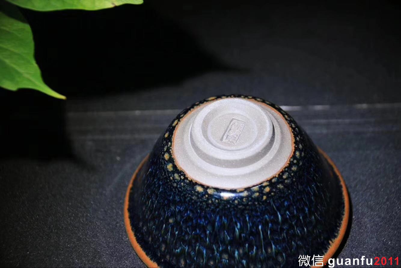 郭明欽老師作品:斗笠·油滴天目盞，完美無(wú)瑕精品、8cm * 4.4cm