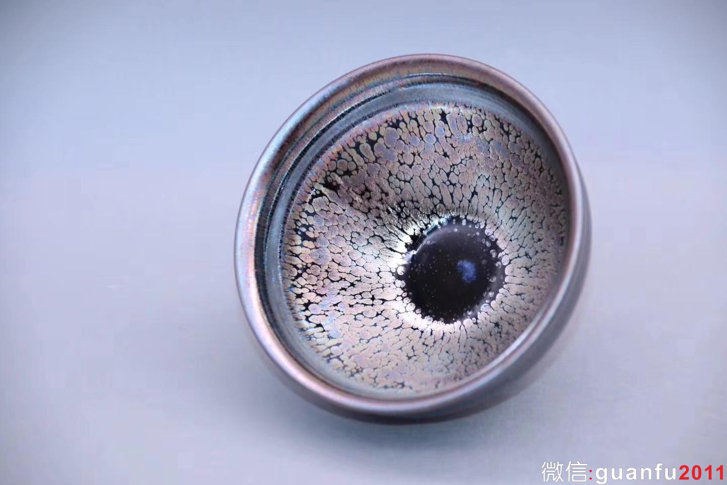 李遠(yuǎn)興老師作品:紫霞系列· 束口油滴茶盞， 完美無瑕精品、8.8cm 5.1cm