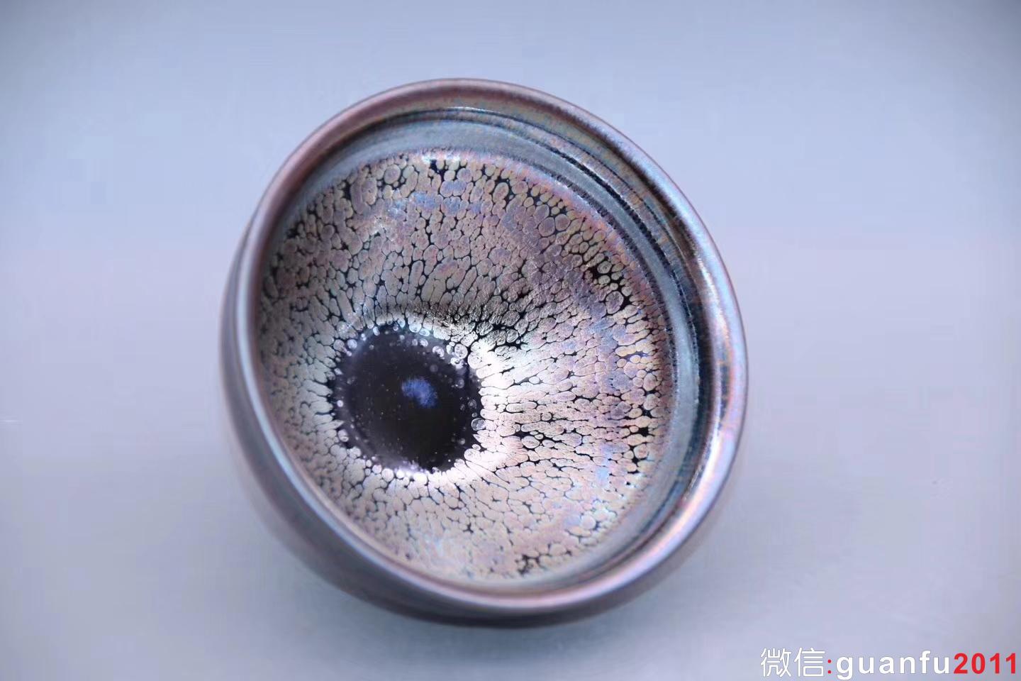 李遠(yuǎn)興老師作品:紫霞系列· 束口油滴茶盞， 完美無瑕精品、8.8cm 5.1cm