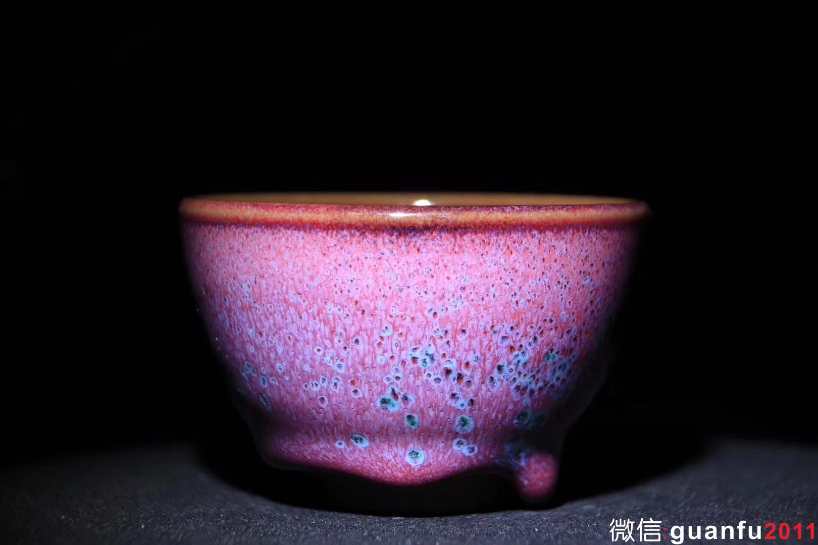 郭明慶老師 秘色天目 紅鈞釉 口徑8 高5.3