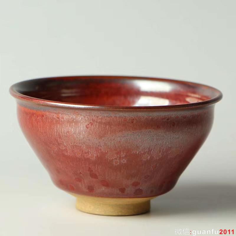 國(guó)家級(jí)非物質(zhì)文化遺產(chǎn)傳承人 中國(guó)陶瓷藝術(shù)大師：孫建興老師 柿紅建盞12cm，9cm