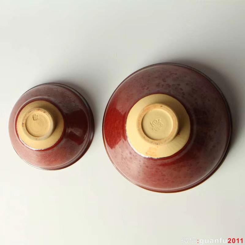 國(guó)家級(jí)非物質(zhì)文化遺產(chǎn)傳承人 中國(guó)陶瓷藝術(shù)大師：孫建興老師 柿紅建盞12cm，9cm