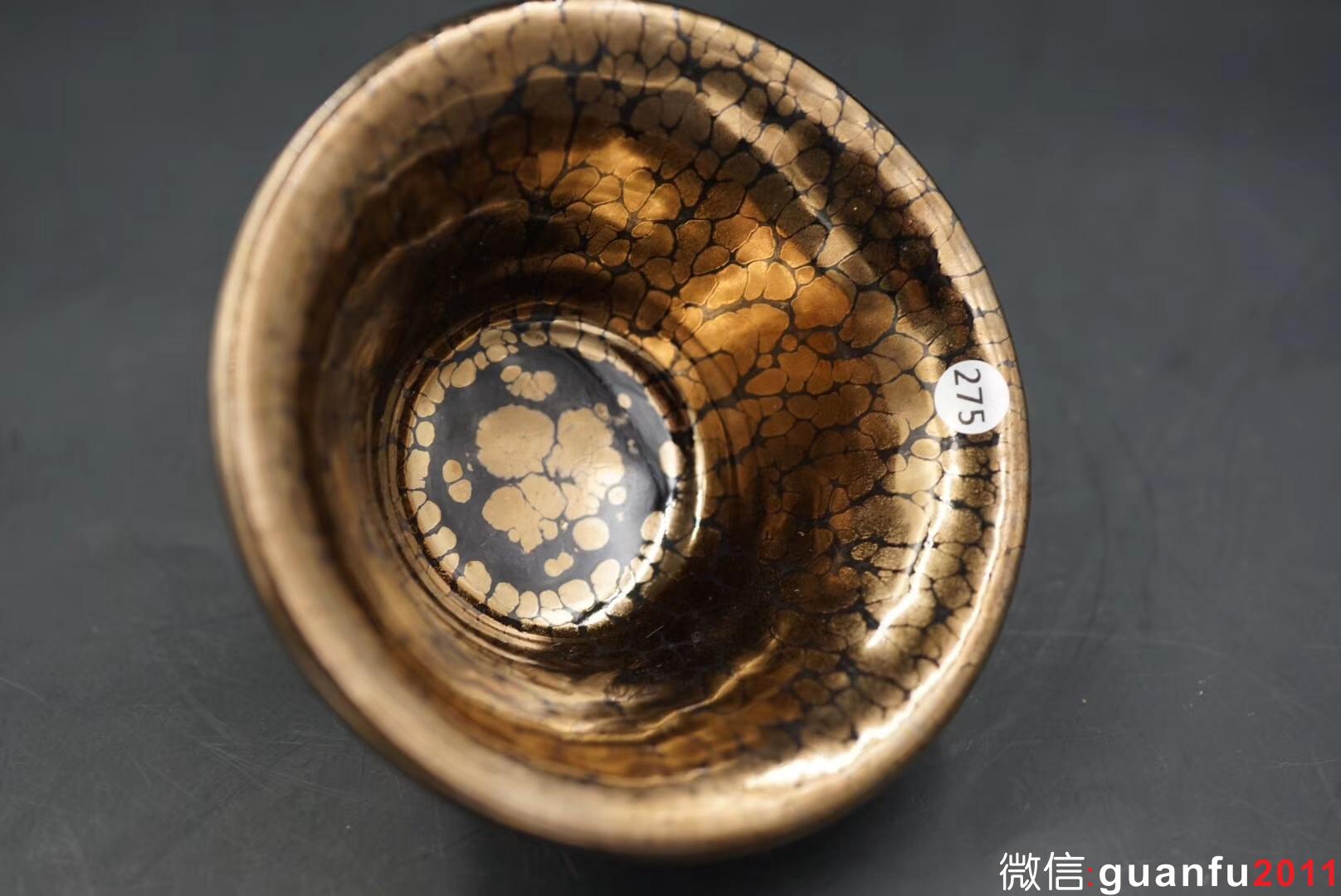 黃上興師傅 金油滴撇口盞，口徑11高5.8公分