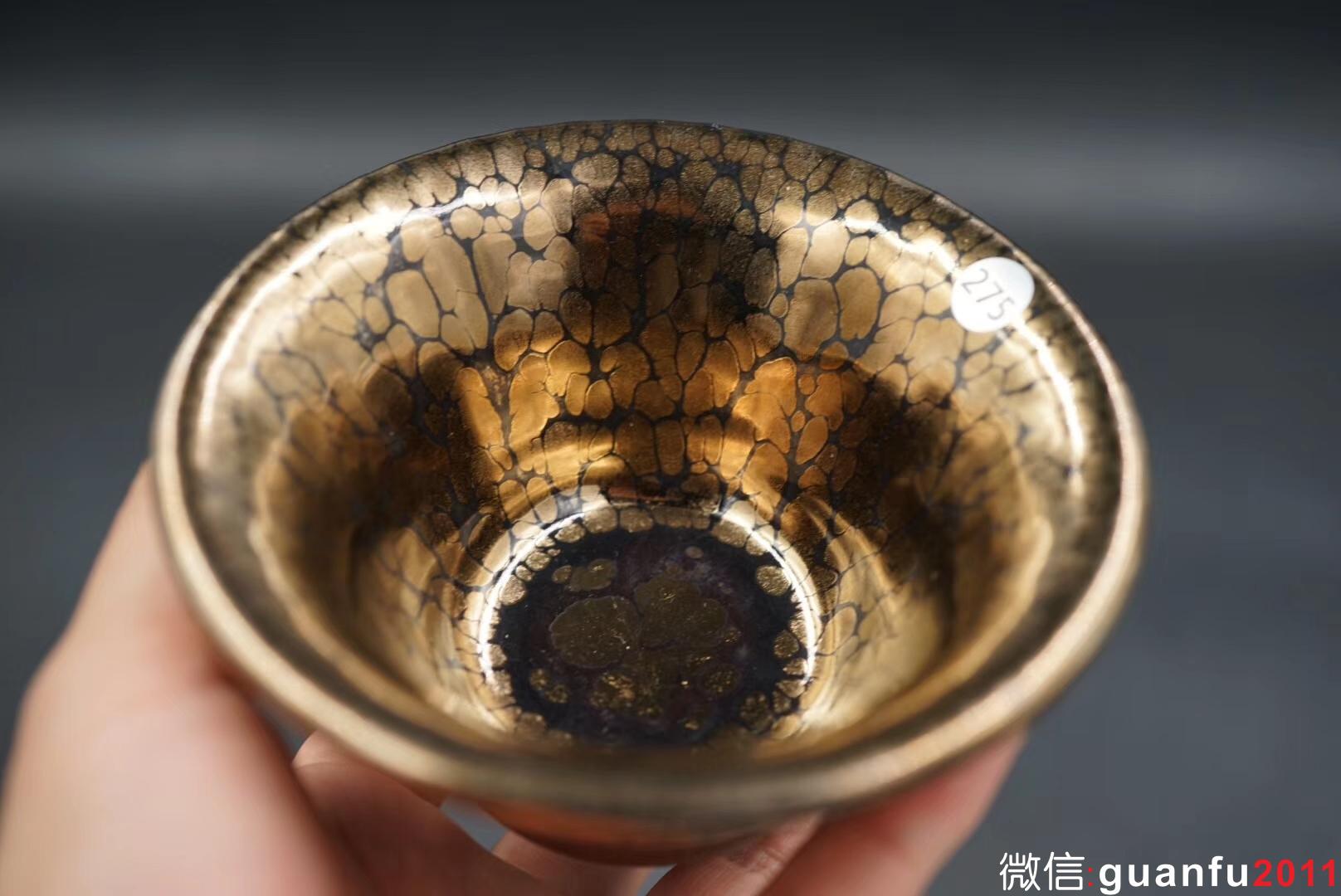 黃上興師傅 金油滴撇口盞，口徑11高5.8公分