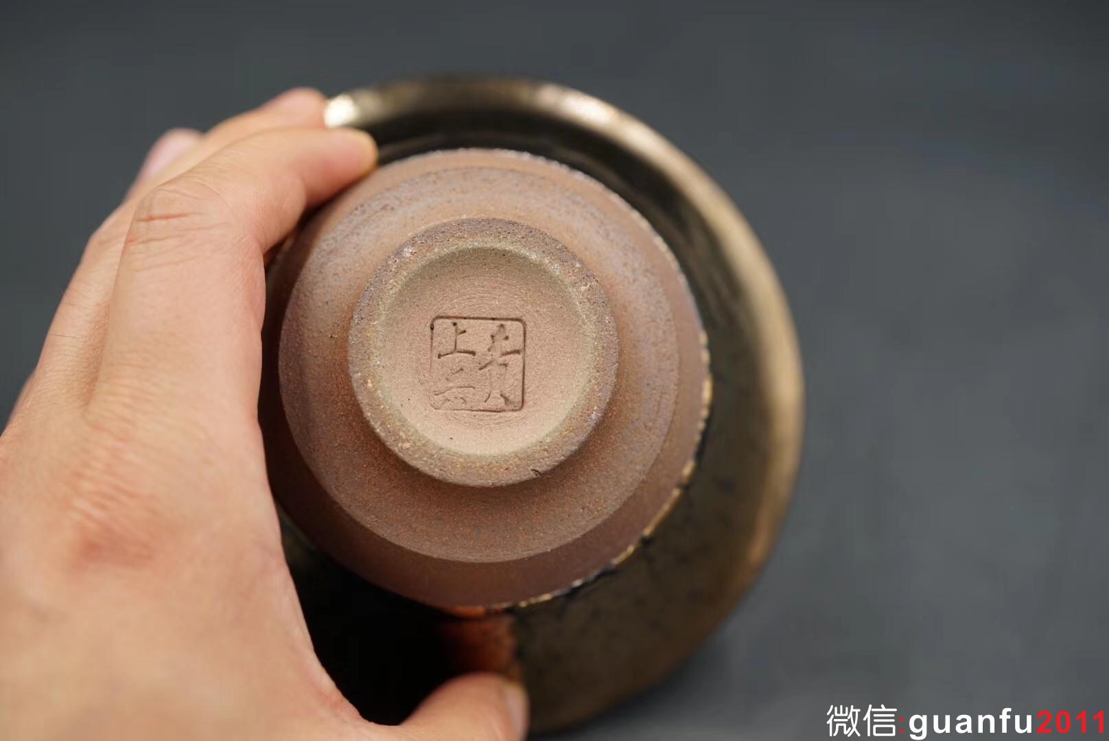 黃上興師傅 金油滴撇口盞，口徑11高5.8公分