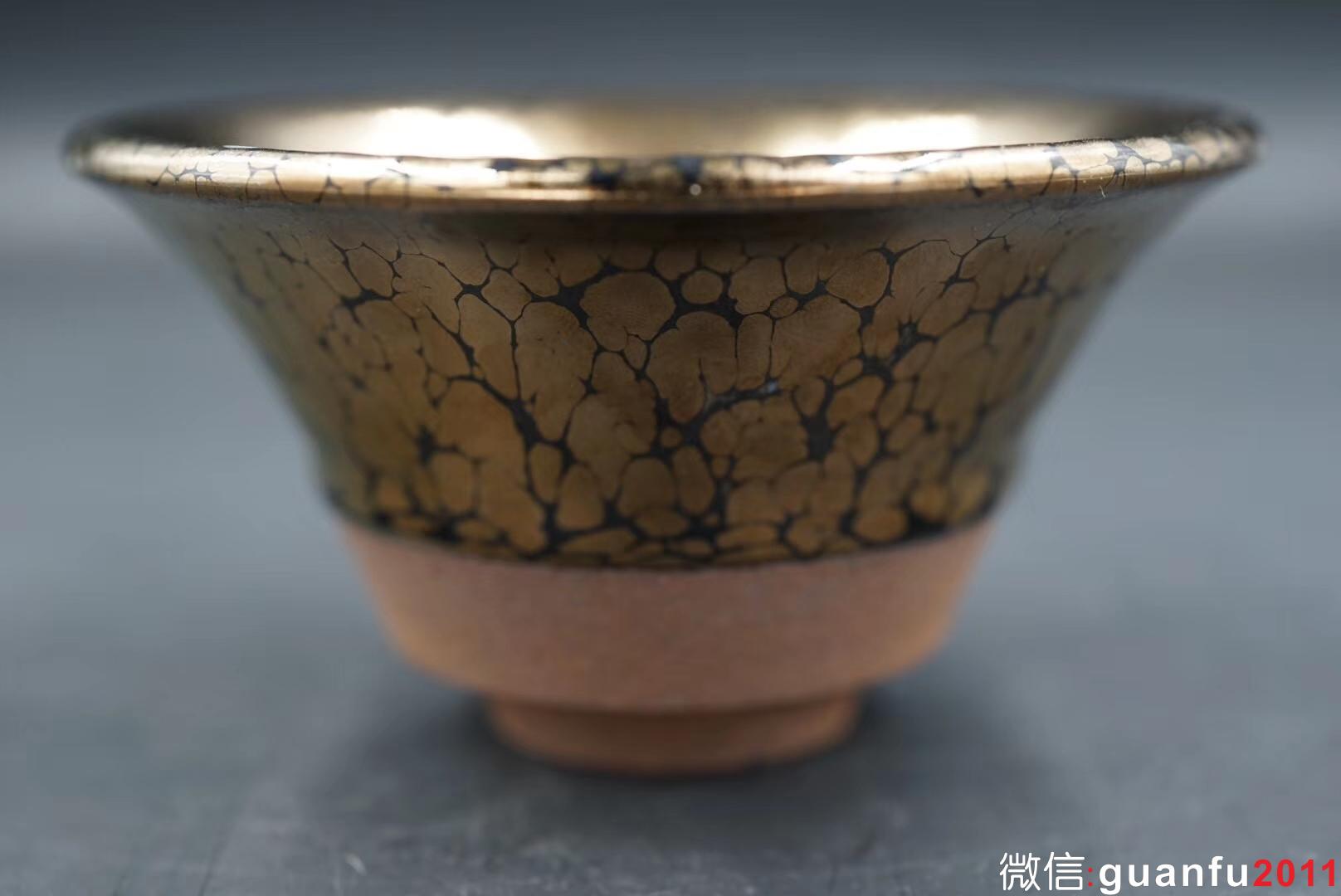 黃上興師傅 金油滴撇口盞，口徑11高5.8公分