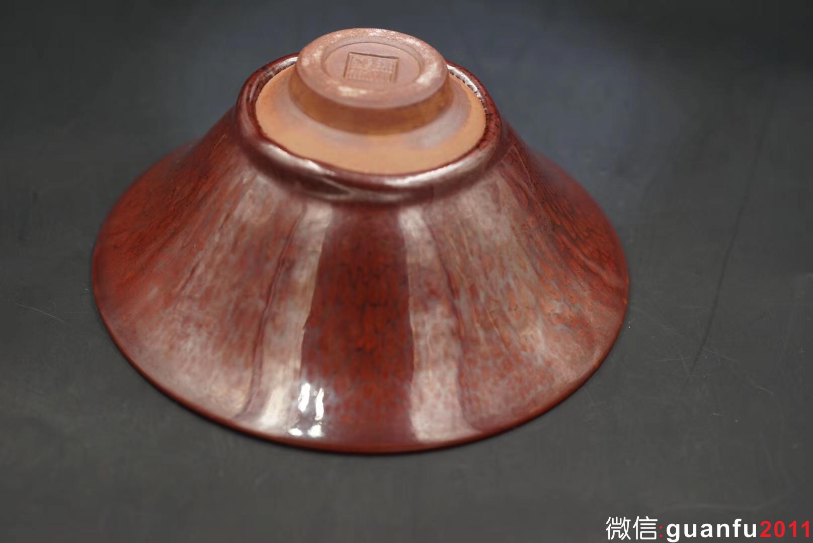 國寶級大師陳大鵬老師作品，大撇口，口徑16.5高6.5公分