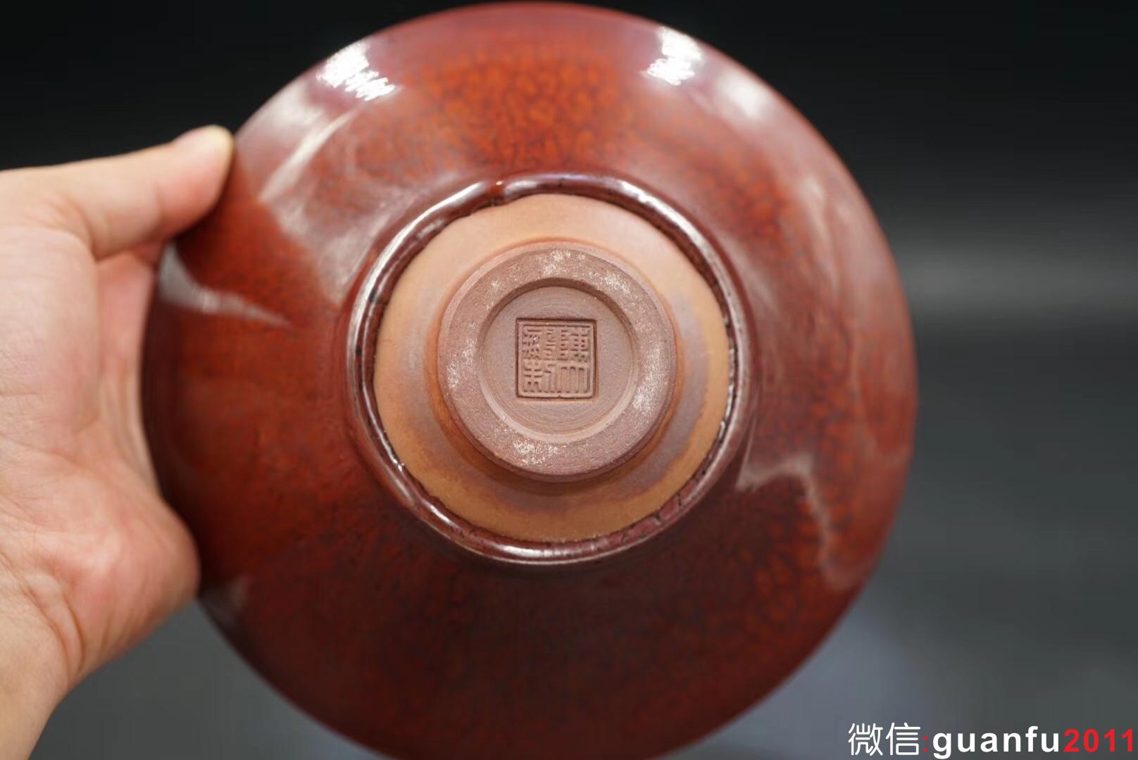 國寶級大師陳大鵬老師作品，大撇口，口徑16.5高6.5公分