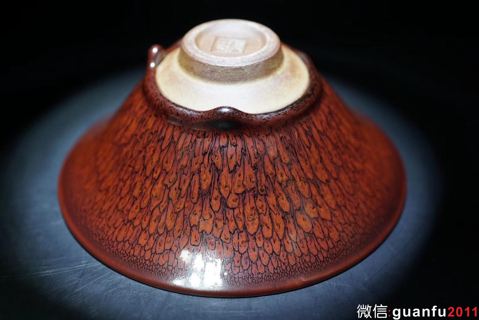 國(guó)寶級(jí)大師陳大鵬作品  紅鷓鴣斑大撇口，口徑16.5公分