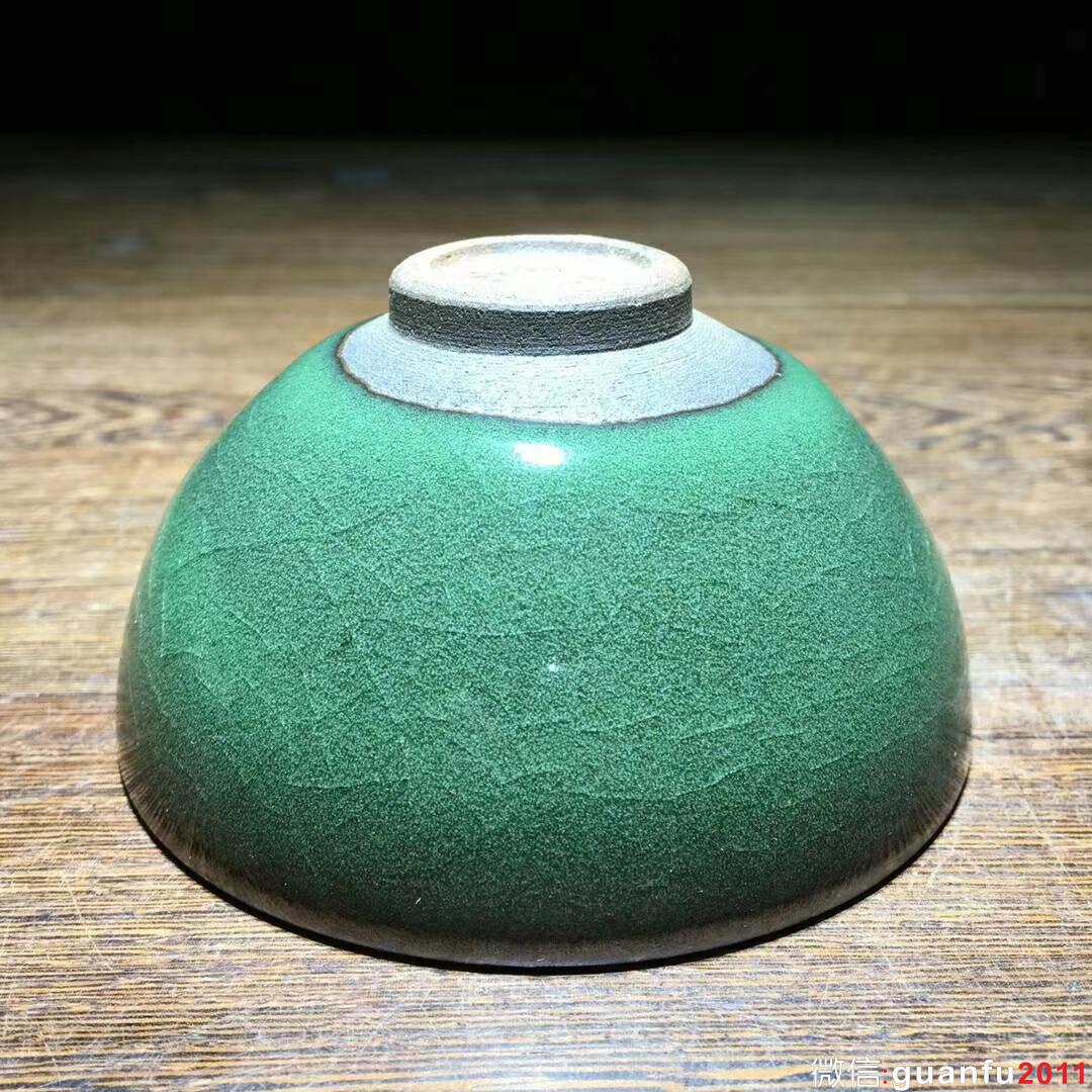 龍窯柴燒精品～冰裂紋翡翠綠！范永壽師傅作品，口徑9.1高4.2