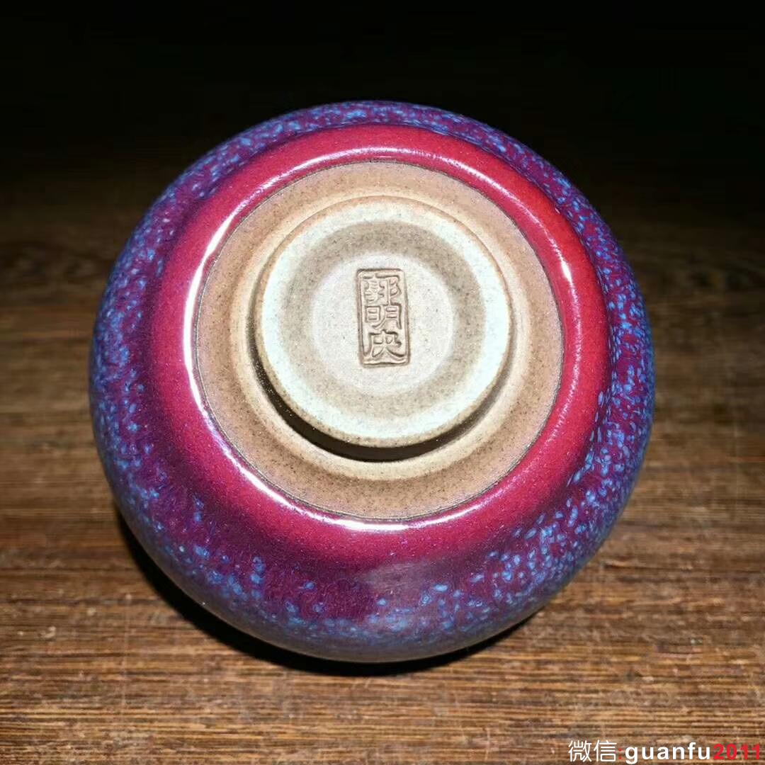 藍(lán)眼淚：臺(tái)灣名家～郭明慶師傅作品！ 口徑7.3肚大8高5