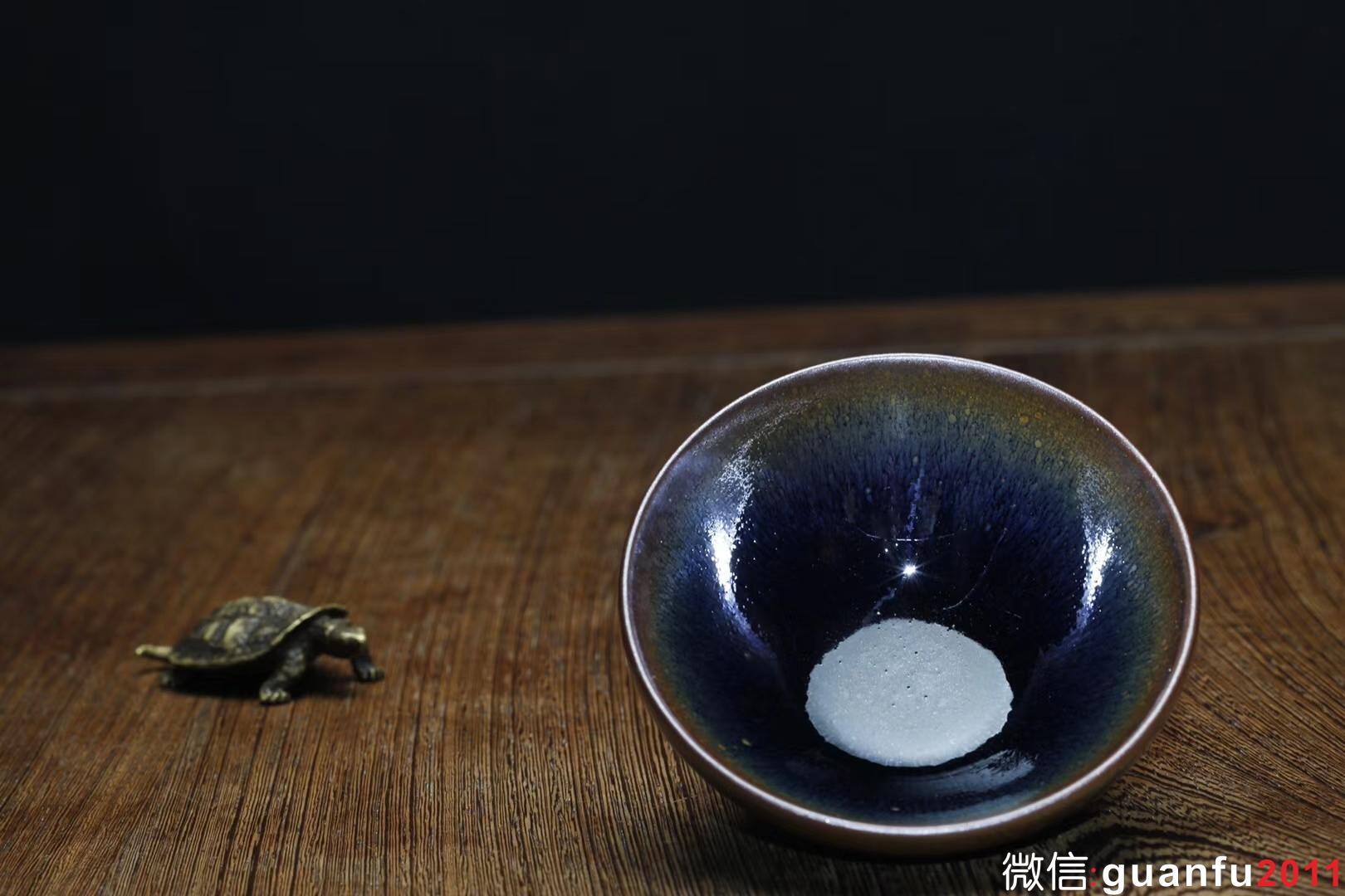 乾窯 吳興乾師傅 仿建青藍毫小斂口  直徑9.3   高4.2