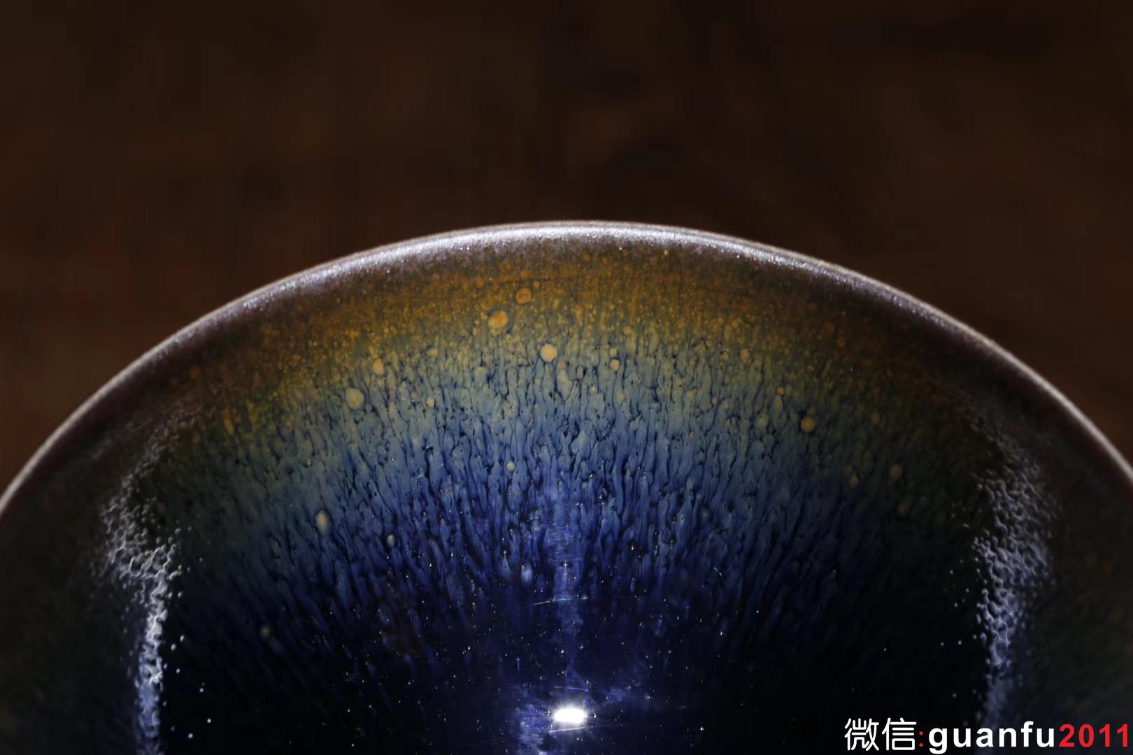 乾窯 吳興乾師傅 仿建青藍毫小斂口  直徑9.3   高4.2