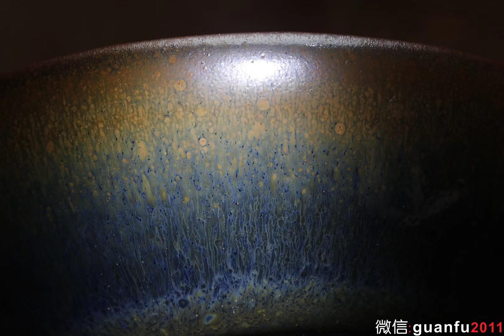 乾窯 吳興乾師傅 仿建青藍毫小斂口  直徑9.3   高4.2