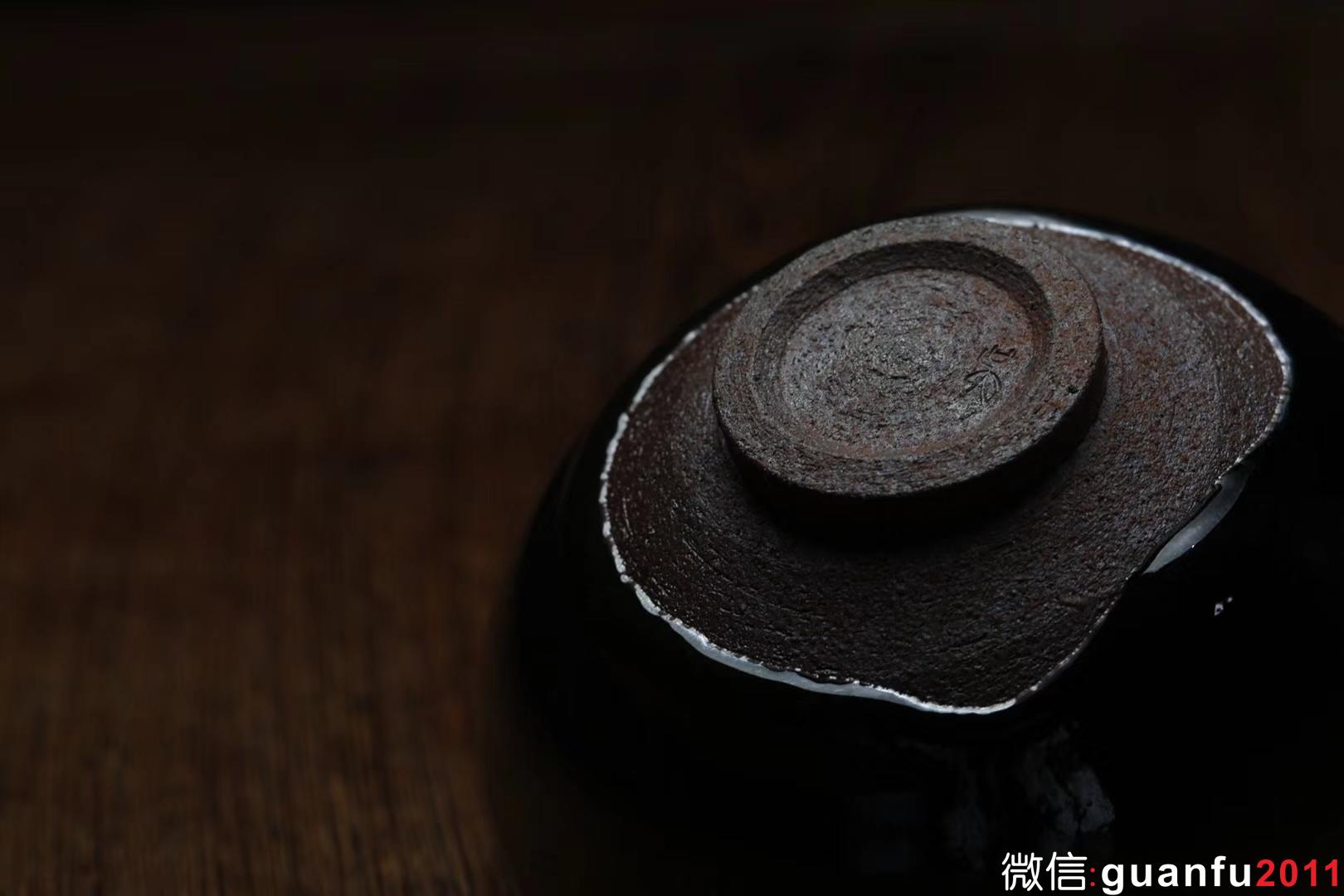 乾窯 吳興乾師傅 仿建青藍毫小斂口  直徑9.3   高4.2