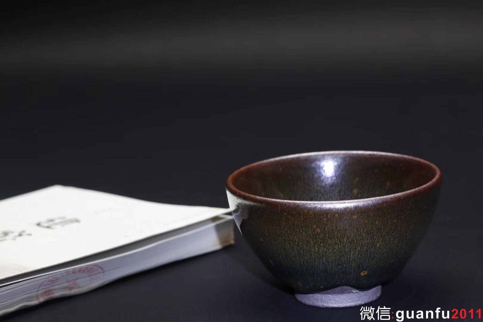 乾窯 吳興乾師傅 仿建青藍(lán)毫盅杯   直徑9.4  高5.6