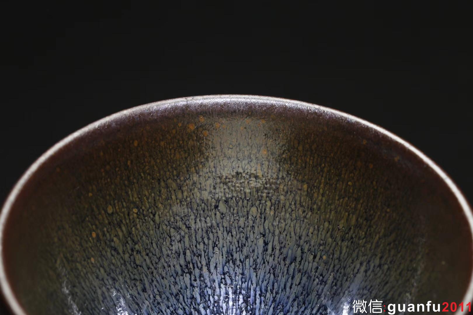 乾窯 吳興乾師傅 仿建青藍(lán)毫盅杯   直徑9.4  高5.6