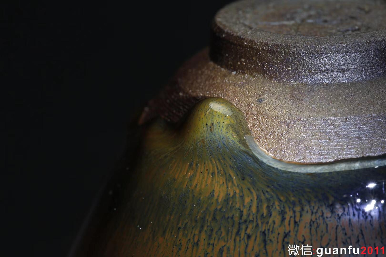 乾窯 吳興乾師傅 仿建金藍毫束口  直徑9.9  高6.5