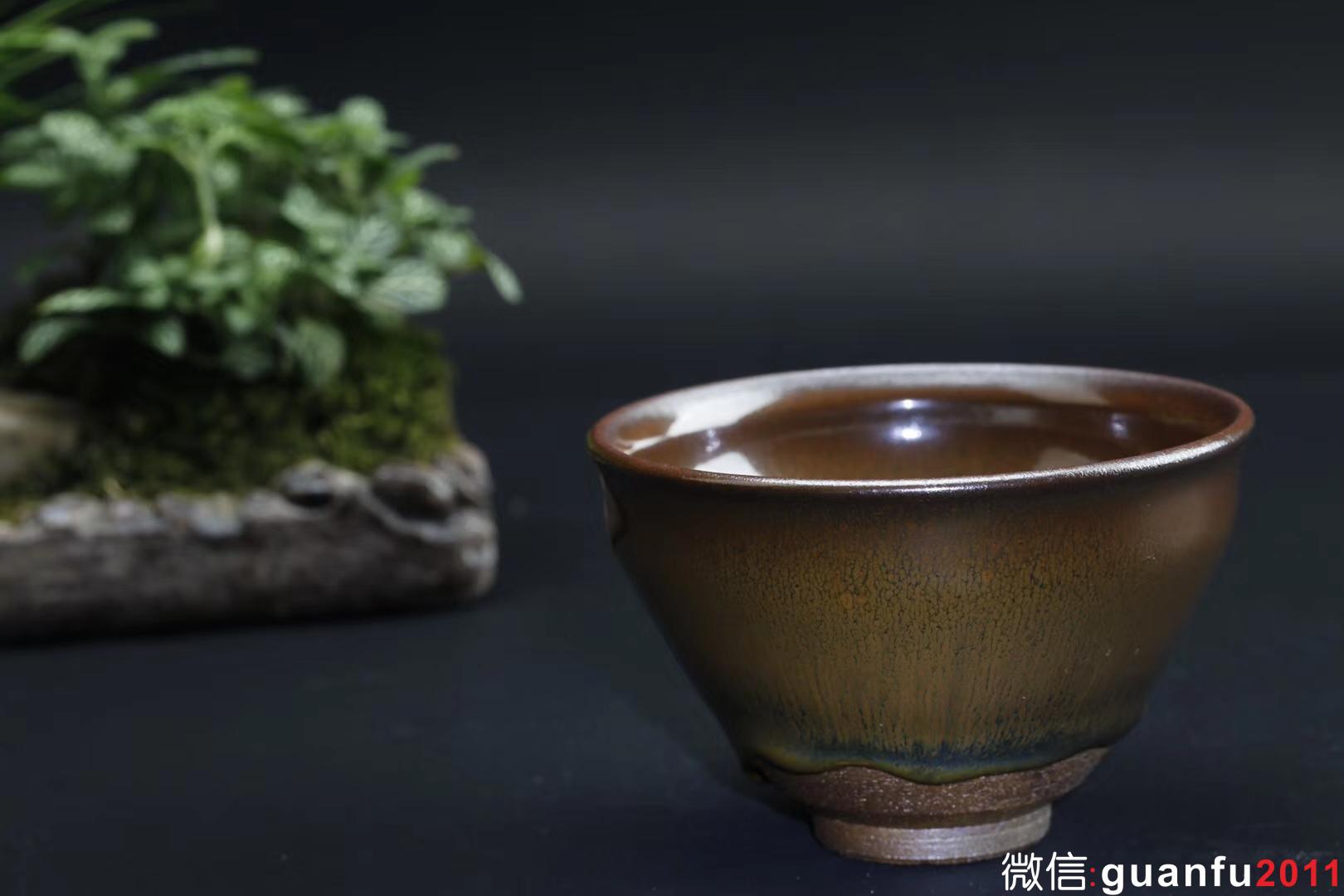 乾窯 吳興乾師傅 仿建金藍毫束口  直徑9.9  高6.5