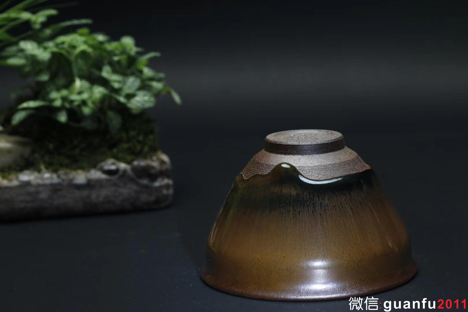 乾窯 吳興乾師傅 仿建金藍毫束口  直徑9.9  高6.5