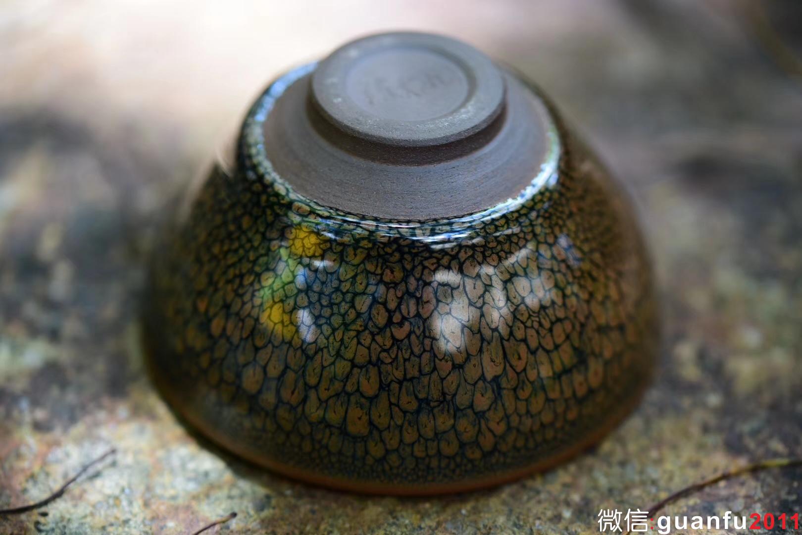 陳大鵬老師 極品斑紋完美無瑕 黃鷓鴣斑茶盞 束口型：9.8公分高5.8公分