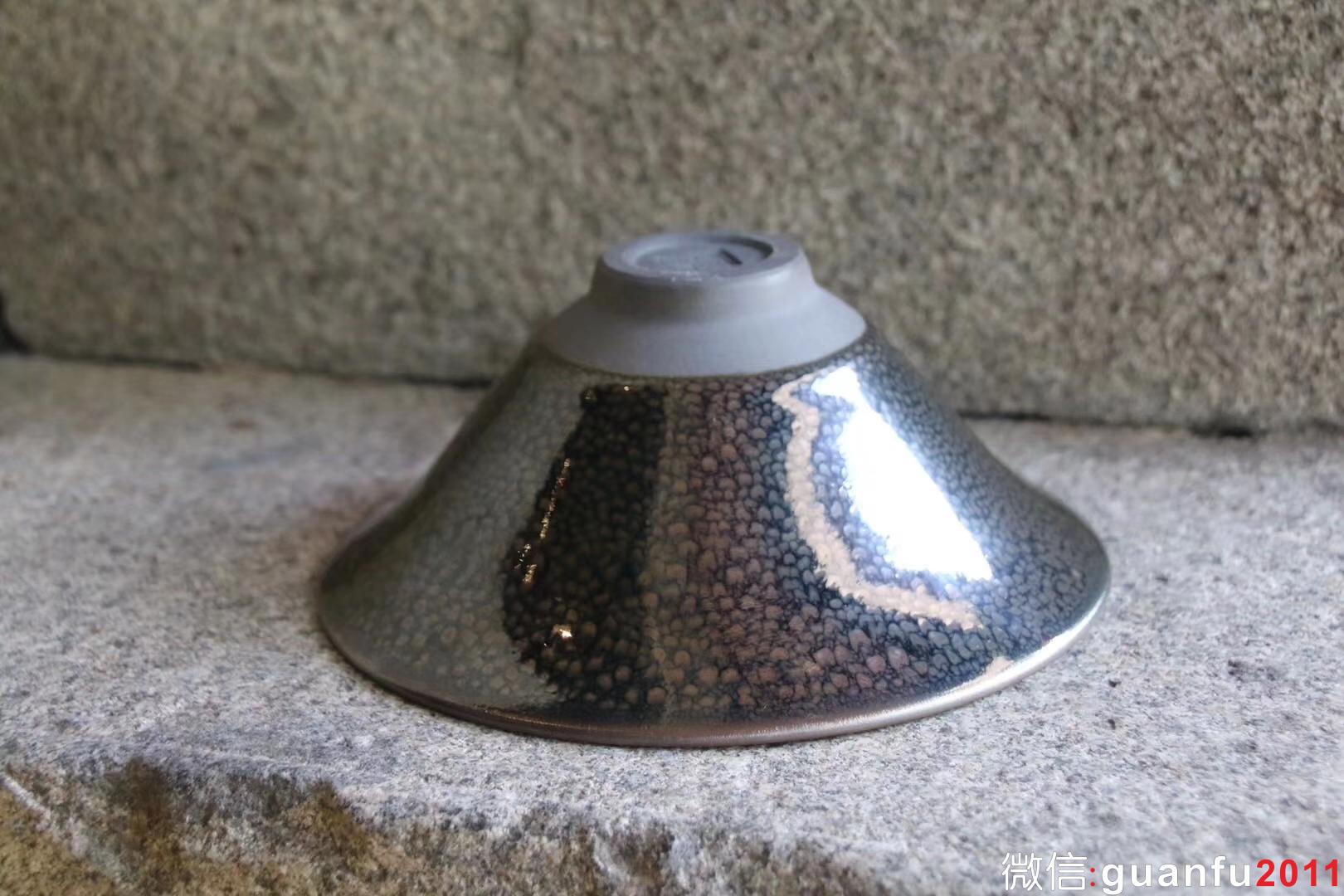 陳大鵬老師 早期印章款華北油滴大斗笠 16口徑 收藏級精品