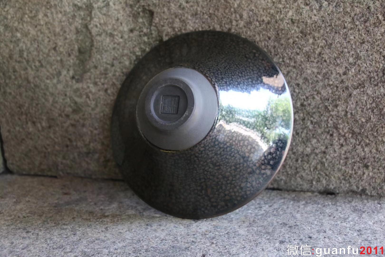 陳大鵬老師 早期印章款華北油滴大斗笠 16口徑 收藏級精品