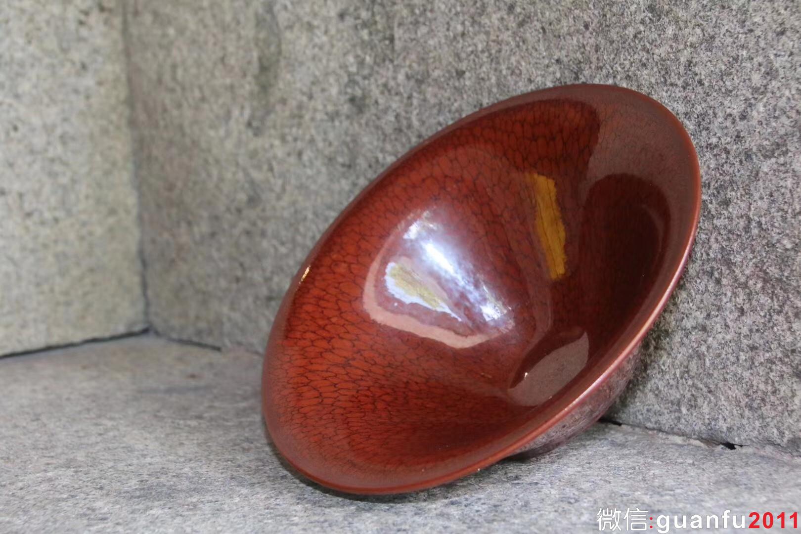 陳大鵬老師 早期印章款紅鷓鴣斑大斗笠 16口徑 收藏級精品