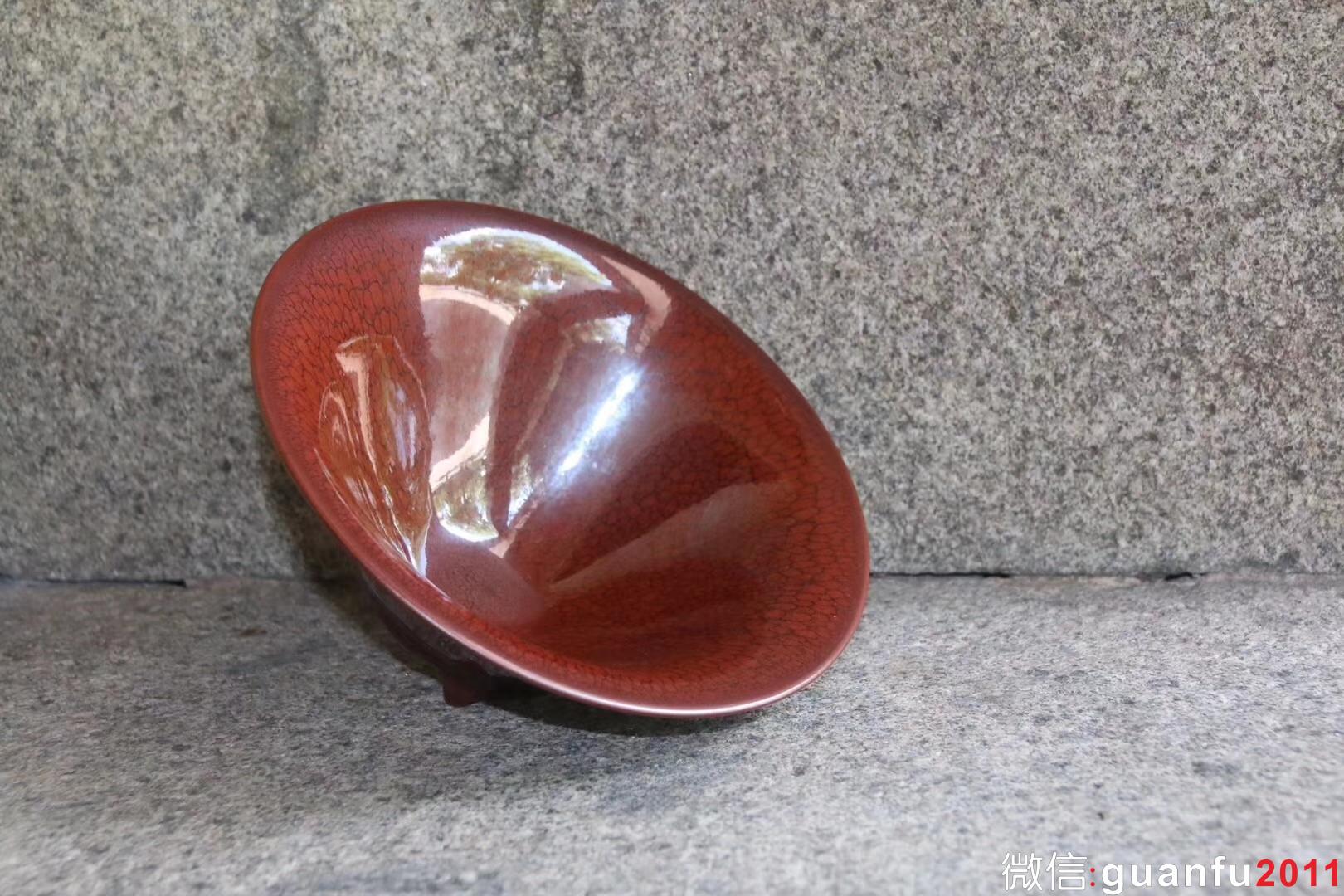 陳大鵬老師 早期印章款紅鷓鴣斑大斗笠 16口徑 收藏級精品