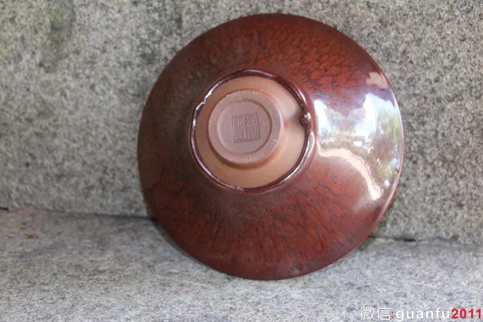 陳大鵬老師 早期印章款紅鷓鴣斑大斗笠 16口徑 收藏級精品