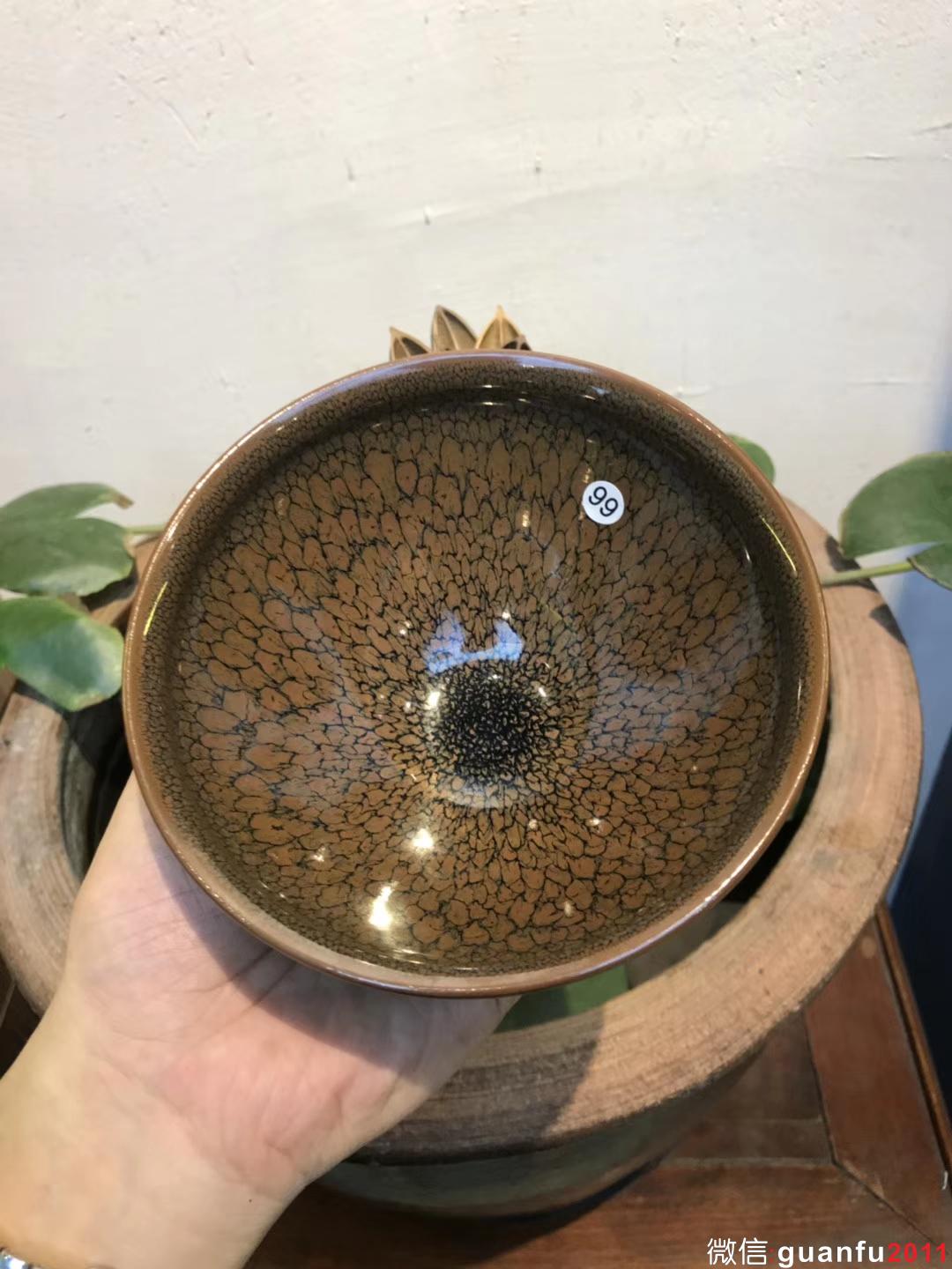 收藏級(jí) 陳大鵬老師 鷓鴣斑 大束口 口徑：13.5高：8 完美無暇，斑紋極美羽滿盞中