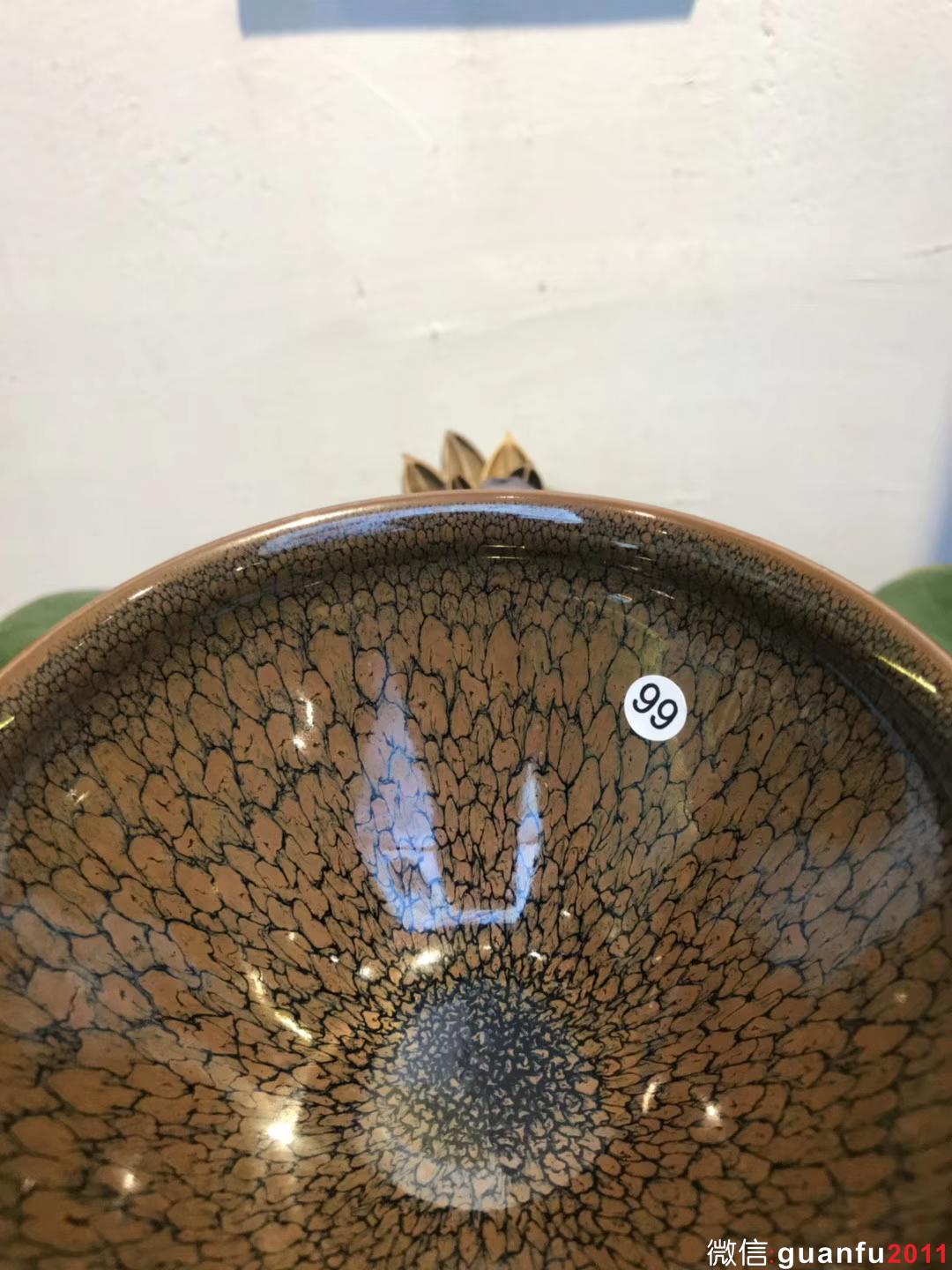 收藏級(jí) 陳大鵬老師 鷓鴣斑 大束口 口徑：13.5高：8 完美無暇，斑紋極美羽滿盞中