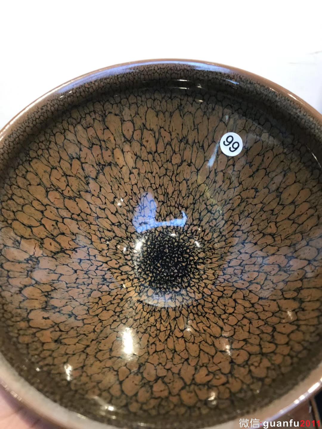 收藏級(jí) 陳大鵬老師 鷓鴣斑 大束口 口徑：13.5高：8 完美無暇，斑紋極美羽滿盞中